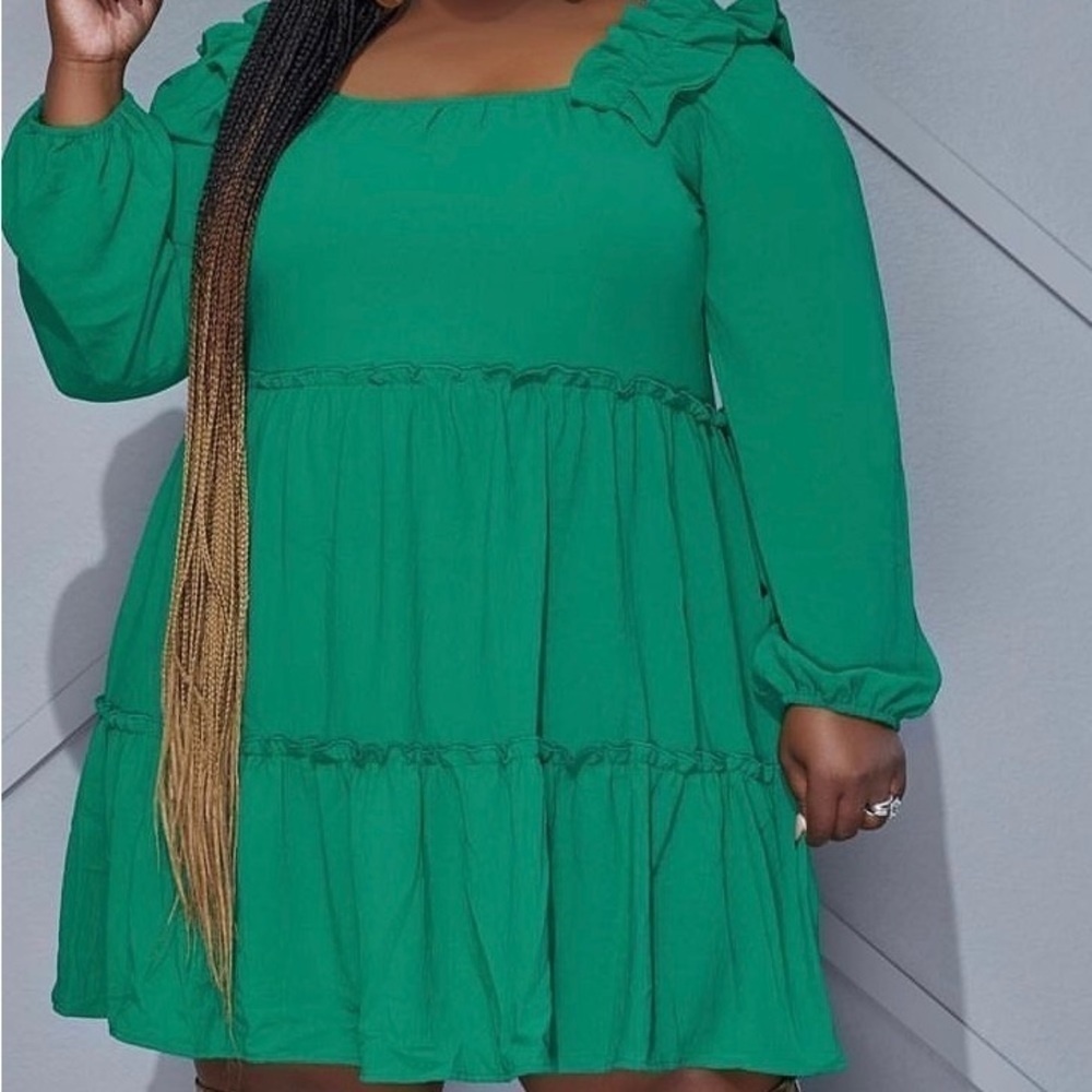 Plus size 3x ruffle‎ shoulder dress